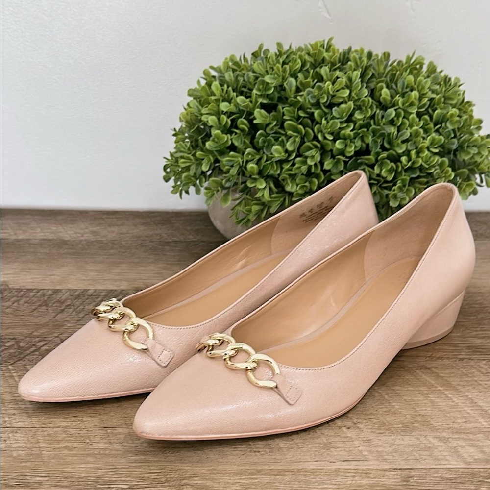 Naturalizer Womens Becca Pointed Toe Low Heel Flats Warm Fawn Tan Leather Sz 11W - Picture 2 of 11